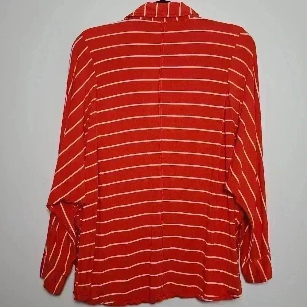 Free People We The Free Can't Fool Me Striped Orange and White Tee Size Small - Picture 3 of 16